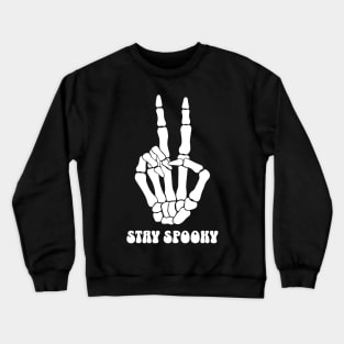 Skeleton Peace Sign Stay Spooky Hippie Halloween Crewneck Sweatshirt